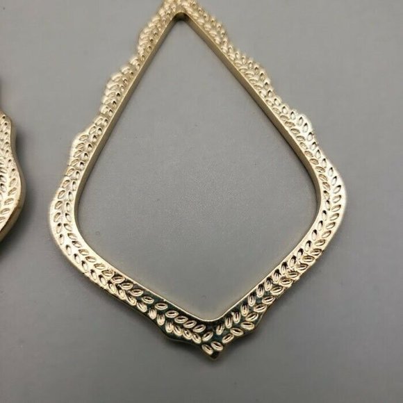 Gold Tone Earrings Pierced Boho Large Dangle Textured Simple - Picture 2 of 6